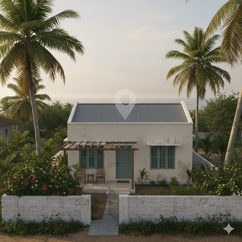 Sri Lankan home with a subtle evaluation feel, no text.